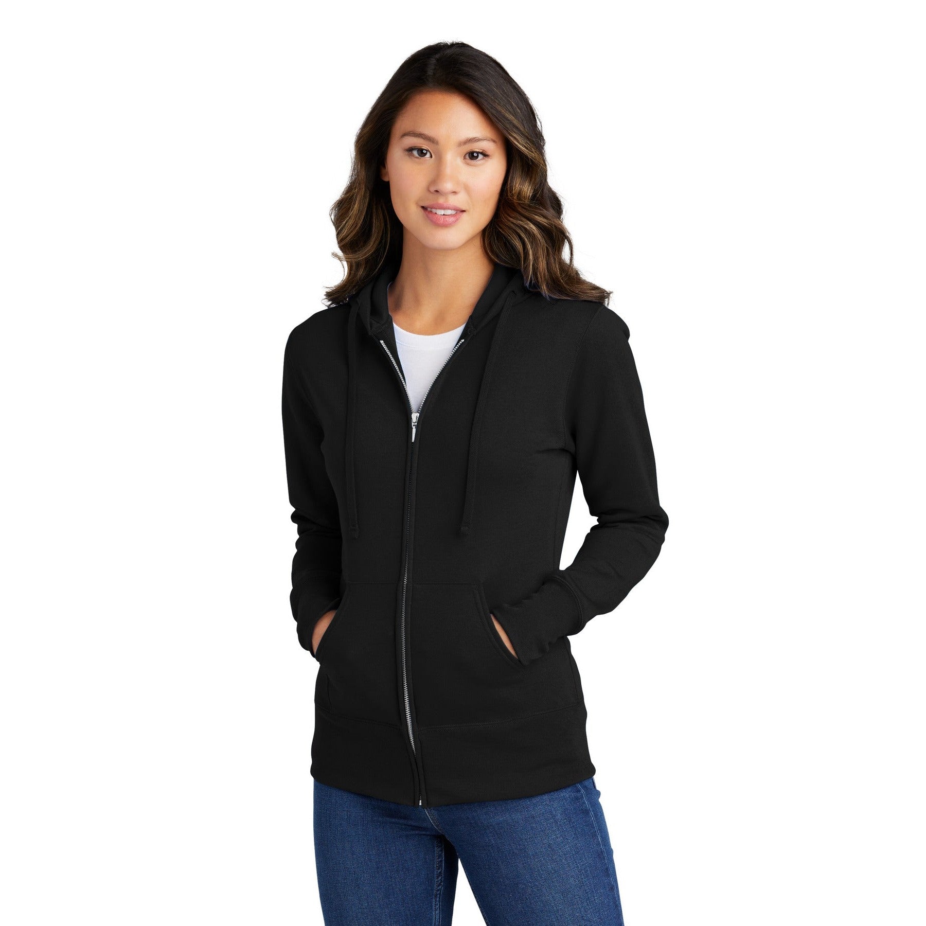 Port & Company-Port & Company® Women's Core Fleece Full-Zip Hooded Sweatshirt. LPC78ZH-MedTech-4